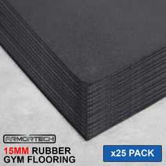 Armortech 25 Pack Black 15mm Rubber Gym Flooring Mats