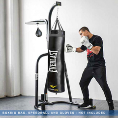 Everlast Heavy Bag and Speed Bag Stand - Black