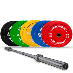 170kg Armortech V2 Colour Bumper & Barbell Package